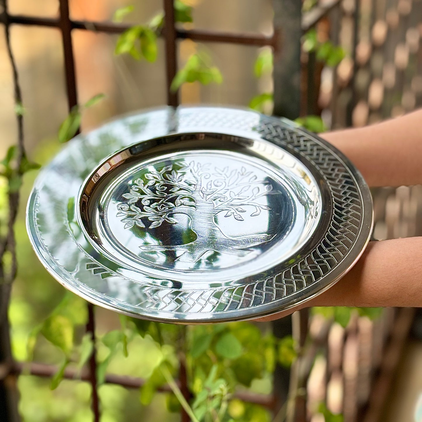 Unity and Harmony: Tree of Life Stainless Steel Offering Plate