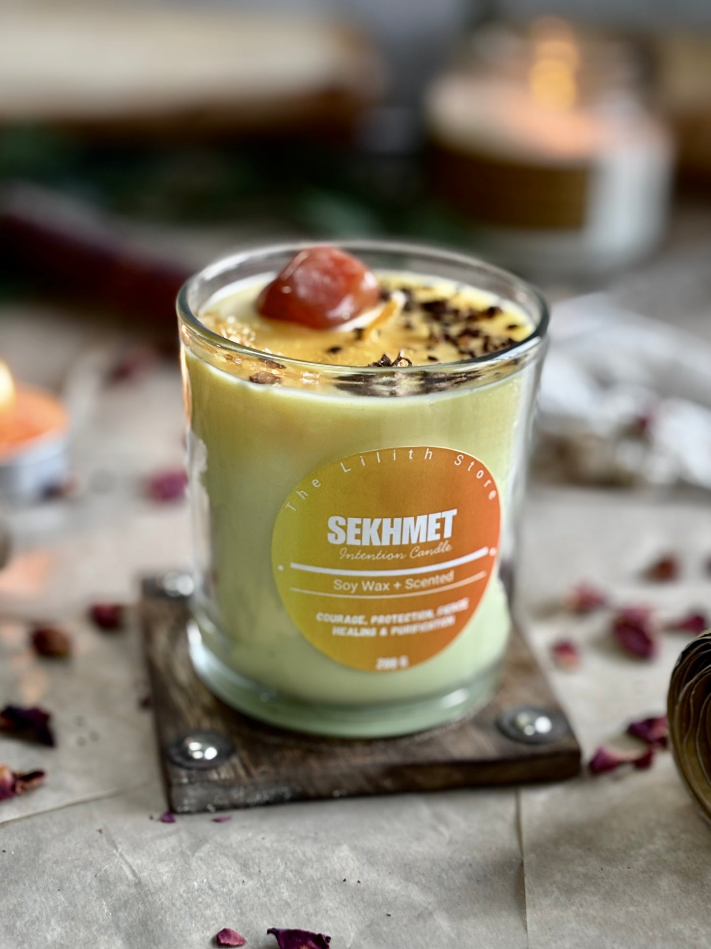 Sekhmet Altar Candle – 200 g Soy Wax Jar Candle for Ritual & Devotion