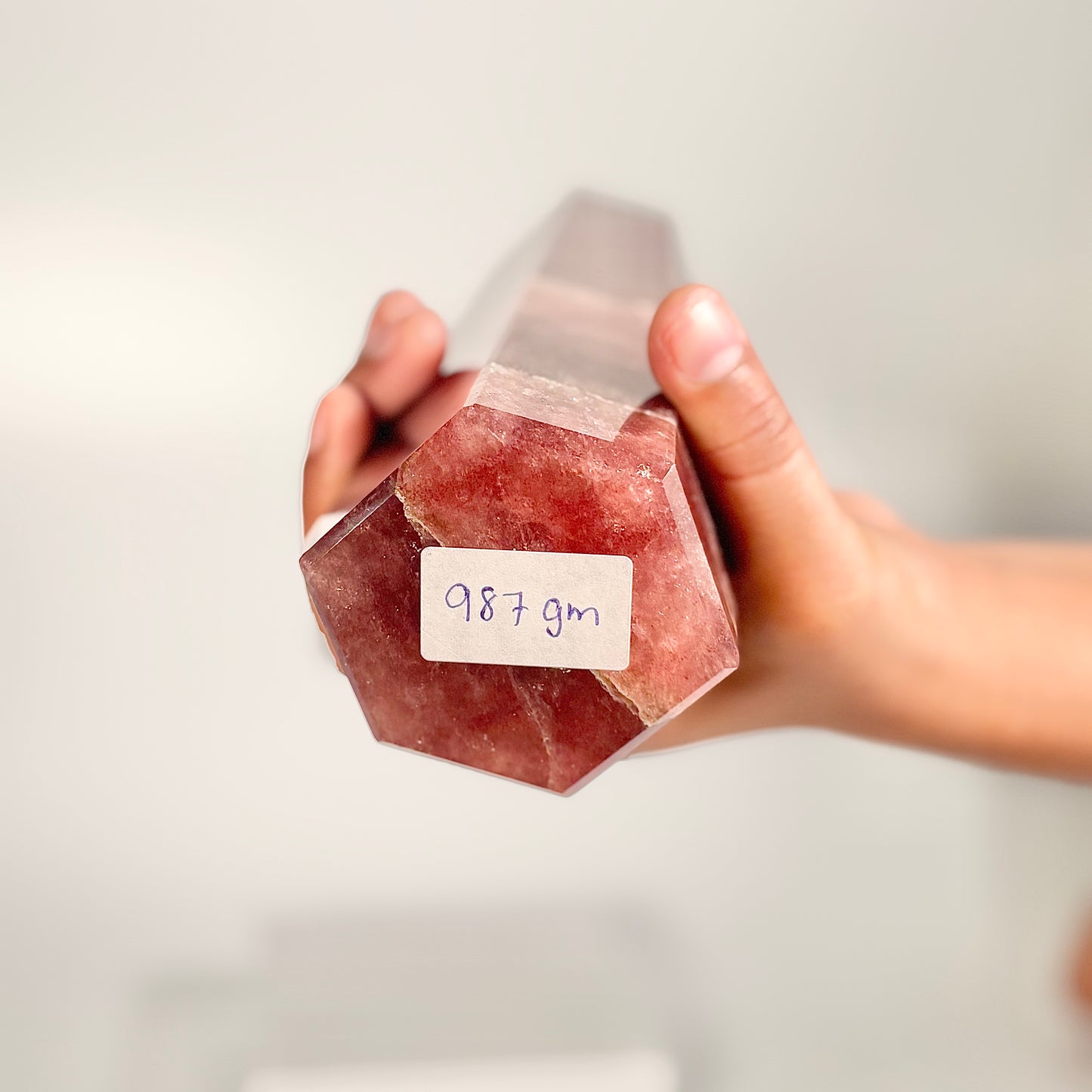 Strawberry Quartz Six -Facet Tower – 987g - Heart Chakra • Radiate Love • Embrace Joy