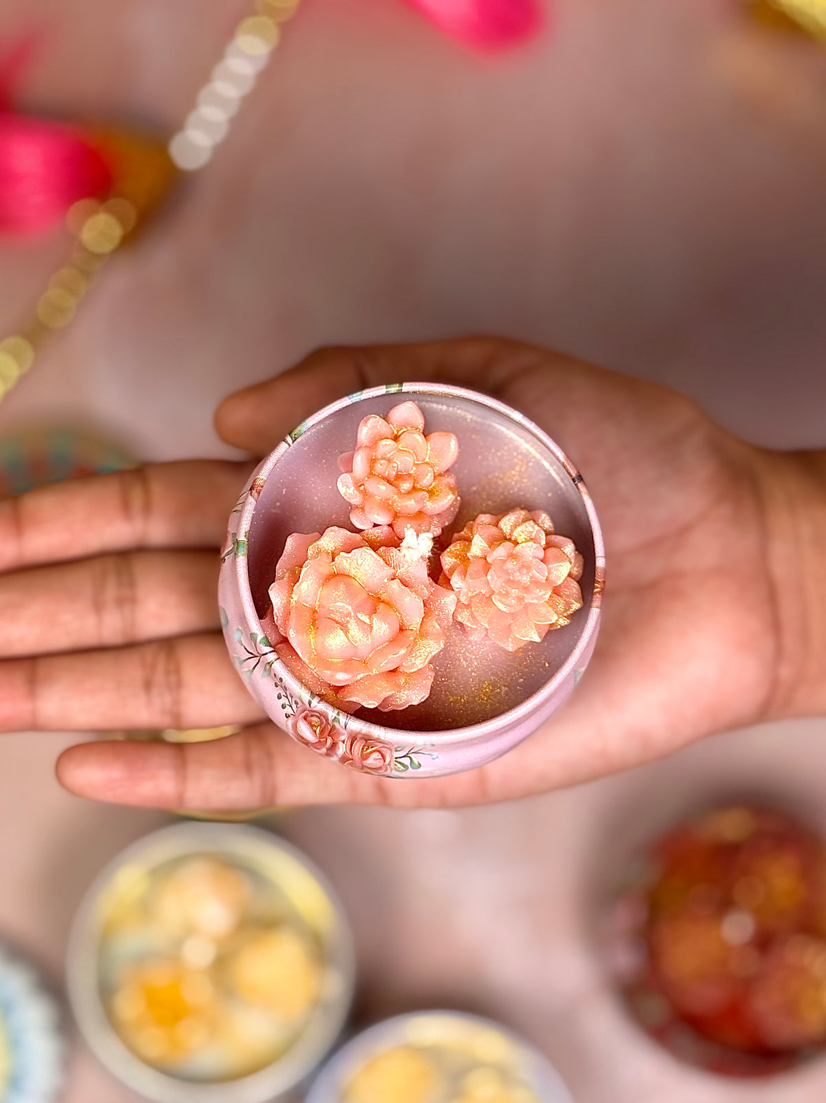 Floral Tin Soy Candle – Vanilla