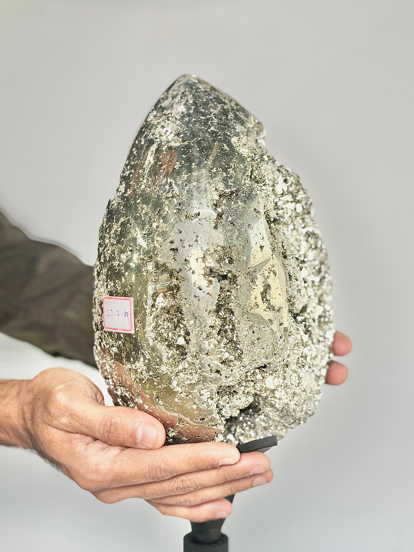 Extra Large Peruvian Pyrite Druzy Egg Carving 10.7 Kg – Abundance & Prosperity