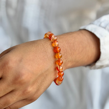 Orange Carnelian Bead Bracelet - 8mm | Opportunities & Courage