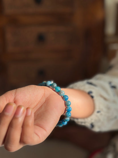 Blue Apatite Bracelet - 8mm | Stone of Motivation