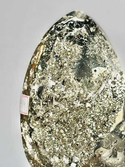 Extra Large Peruvian Pyrite Druzy Egg Carving 8.1 Kg – Abundance & Prosperity