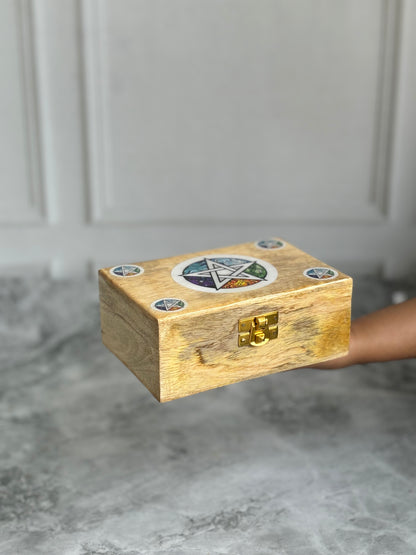 Elementary Pentacle Print wooden box | 6 Inches