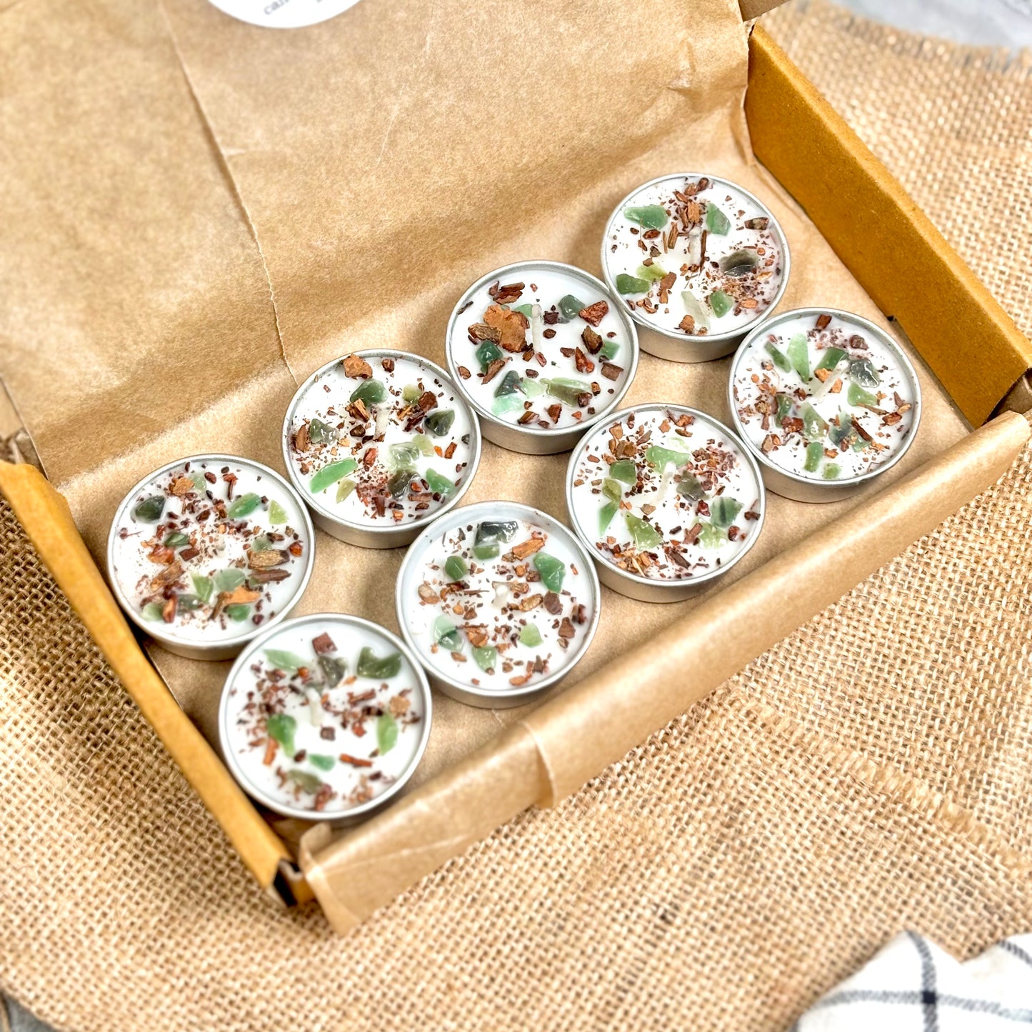 Cinnamon & Green Aventurine Soy Tealight Candle