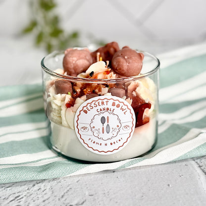 Dessert Bowl with Teddy & Chocolates Decorative Soy Scented Candle