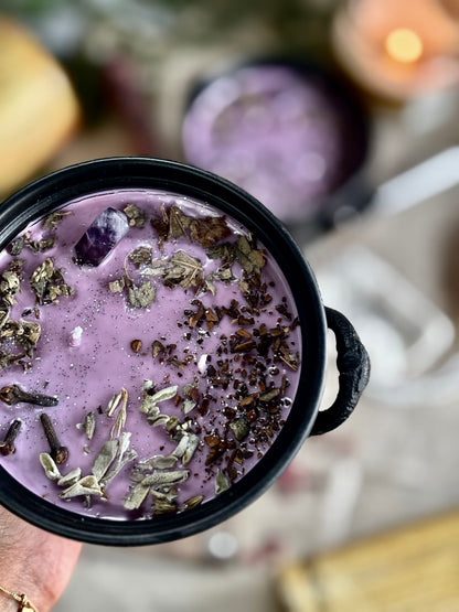 Cleansing & Purification Pentacle Print Cauldron Candle