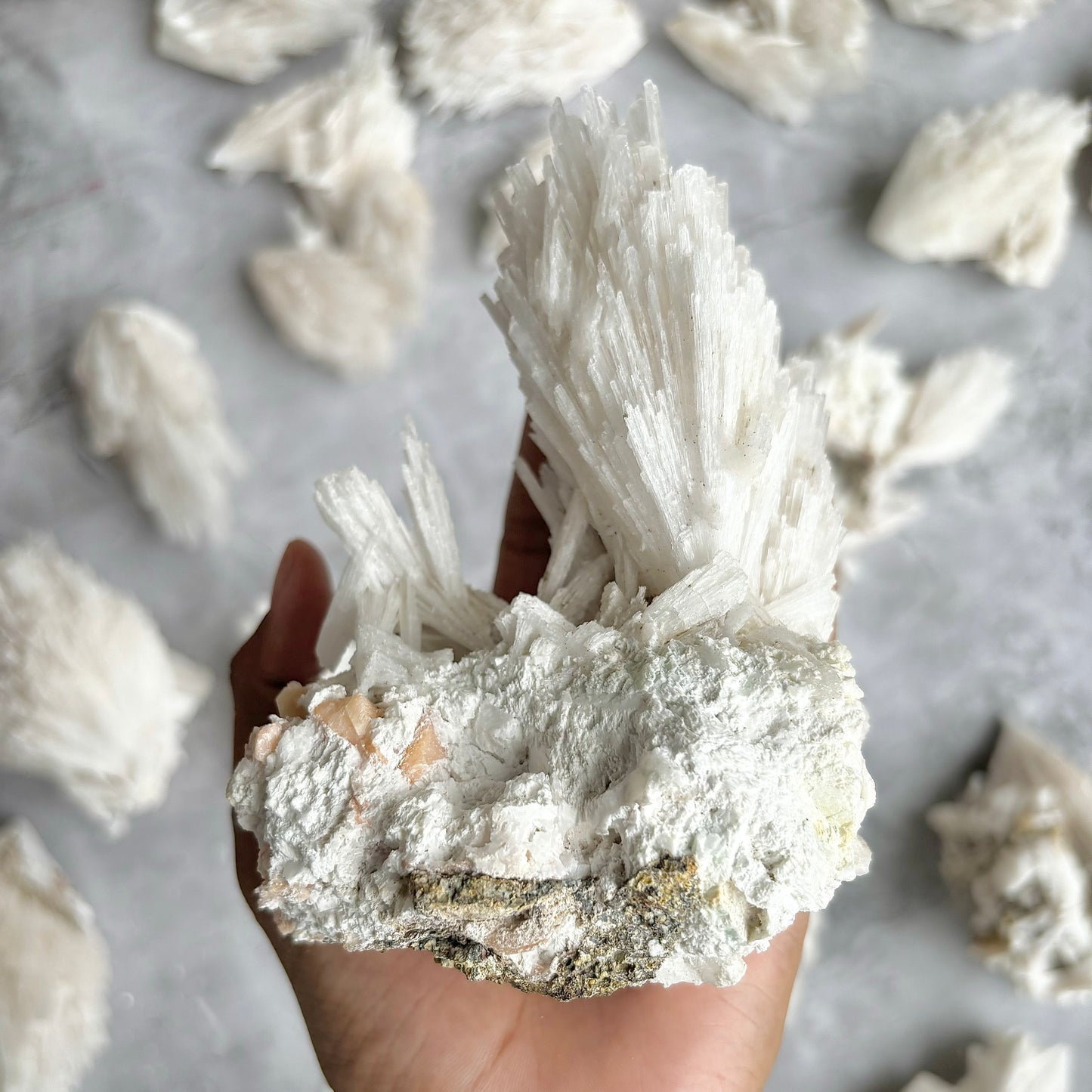 Scolecite with stilbite inclusion Cluster - 472 Gm | Foster kindness and empathy and enhances Spiritual journey