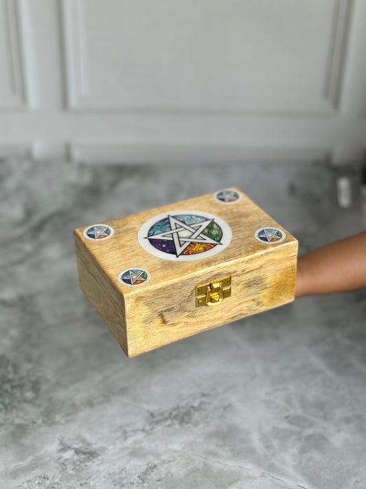 Elementary Pentacle Print wooden box | 6 Inches