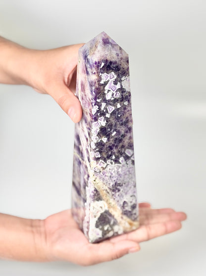 Four Facet Chevron Amethyst Tower – 1.1kg - Amplified Intuition & Focused Healing
