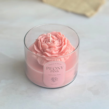 Pink Peony Soy Wax Scented Candle | Tea-rose