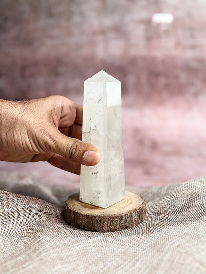 Natural Clear Quartz Crystal Tower