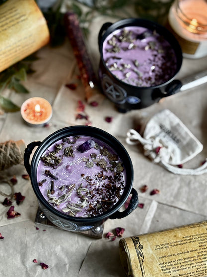 Cleansing & Purification Pentacle Print Cauldron Candle