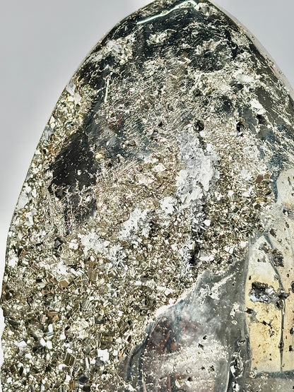 Extra Large Peruvian Pyrite Druzy Egg Carving 8.1 Kg – Abundance & Prosperity