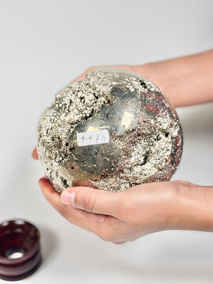 Extra Large Peruvian Pyrite Druzy Sphere 4.4 Kg – Abundance & Prosperity