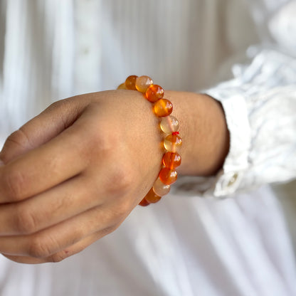 Orange Carnelian Bead Bracelet - 10mm | Opportunities & Courage