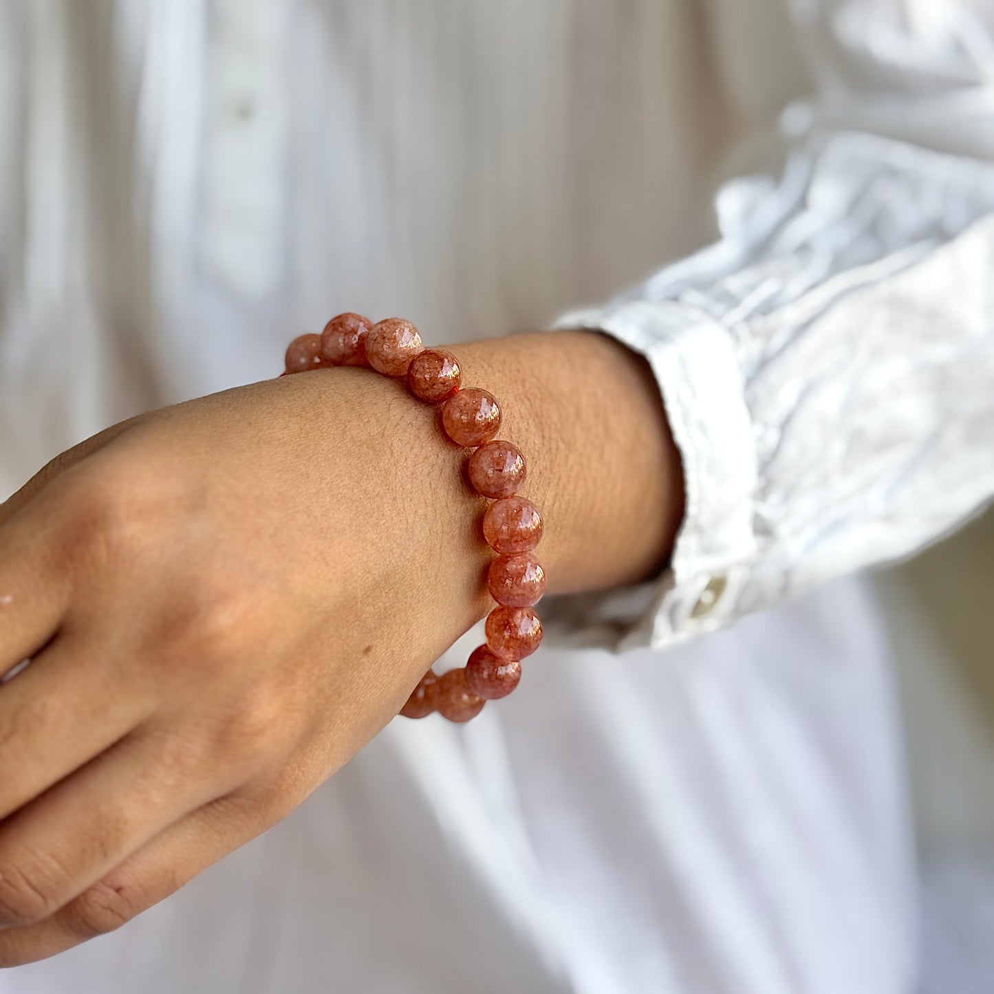 Sunstone Bead Bracelet - 10mm | Stone of Stability & Personal Strength