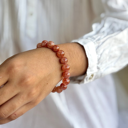 Sunstone Bead Bracelet - 10mm | Stone of Stability & Personal Strength