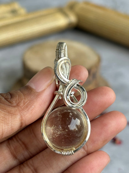 Clear Quartz Copper Wire Wrapped Pendant | Master Healer