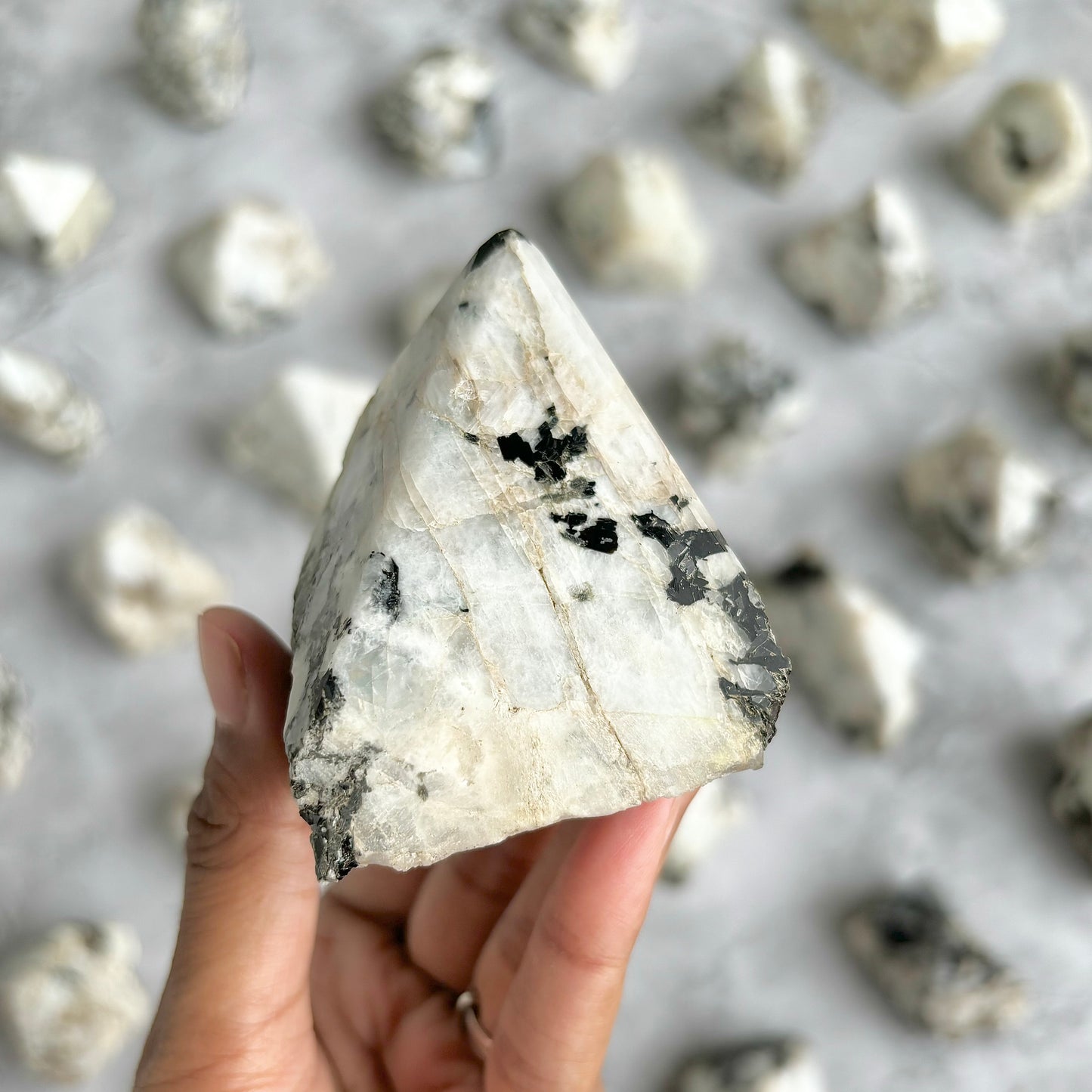 Rainbow Moonstone Raw with Polished Point - 249 Gm | Cultivates Compassion & empathy