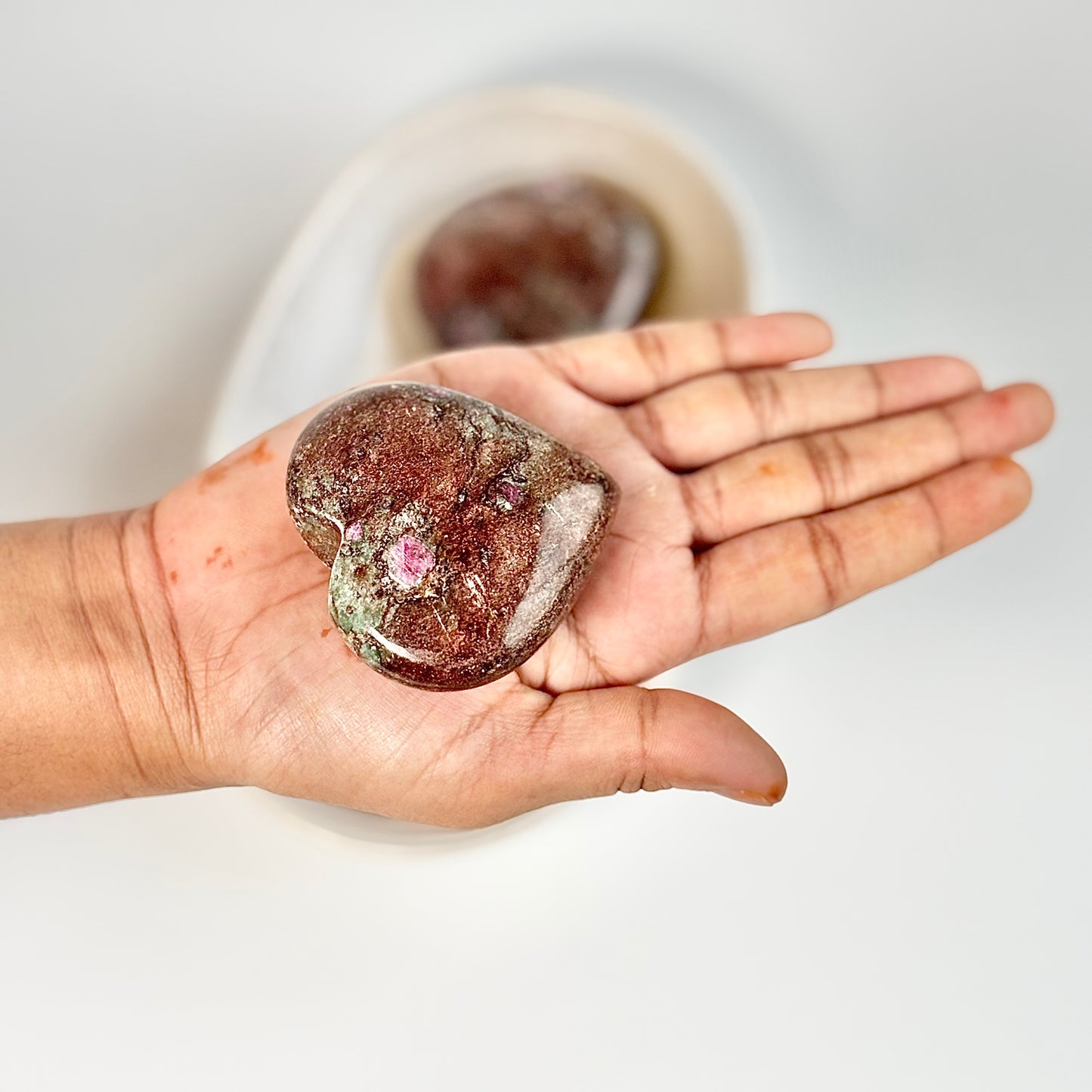 Ruby in Fuchsite Heart - Self-worth