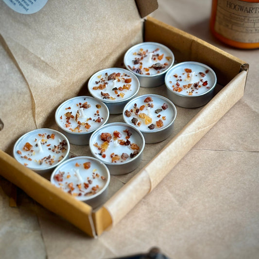 Myrrh Resin Infused Soy Wax Tealight Candles – Unscented (Pack of 8)