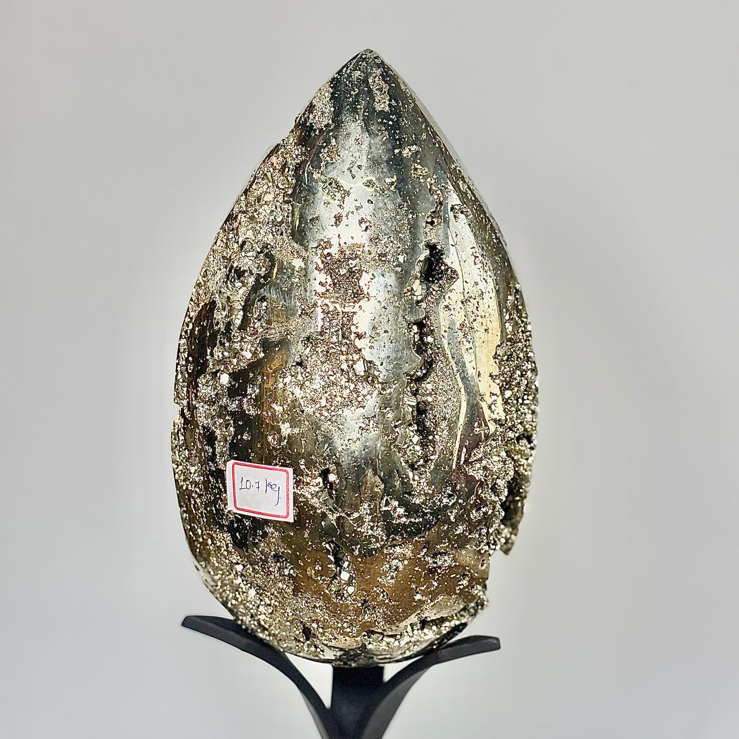 Extra Large Peruvian Pyrite Druzy Egg Carving 10.7 Kg – Abundance & Prosperity