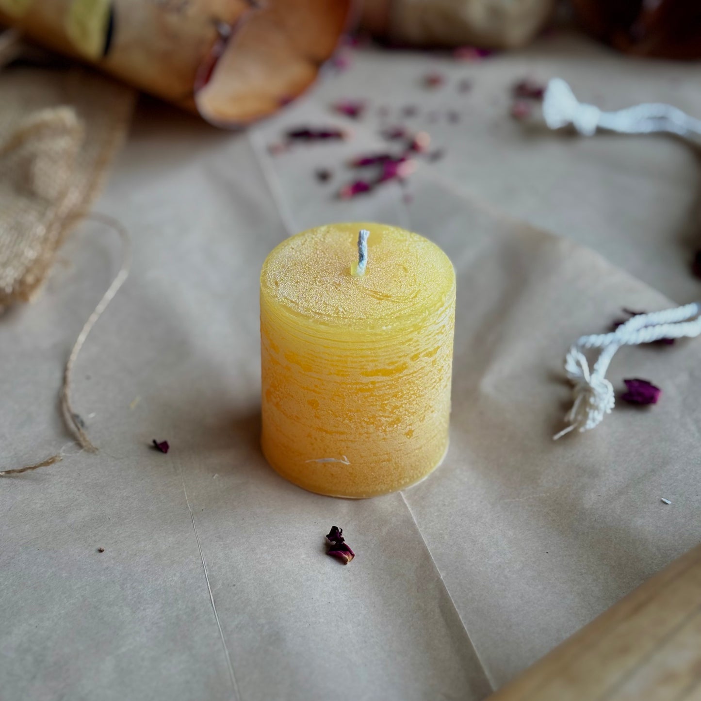 Yellow Pillar Candle 2 Inch – Paraffin Wax Ritual & Décor Candle | Pack of 4