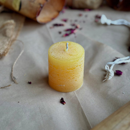 Yellow Pillar Candle 2 Inch – Paraffin Wax Ritual & Décor Candle | Pack of 4