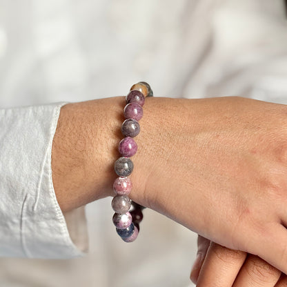 Ruby Sapphire Bead Bracelet - 8mm | Stone of Wisdom, Enhance Clarity, Focus & Growth in Personal & Professional Life