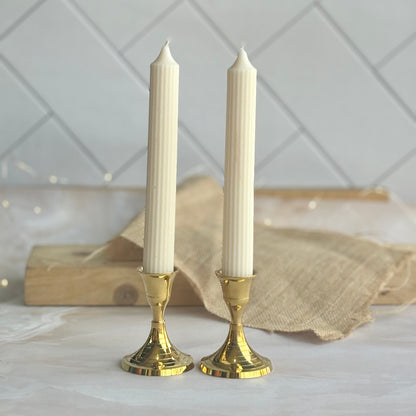 White Medium Texture Taper Soy Candle | Pack of 2