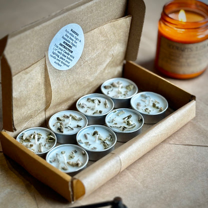 Sage Infused Soy Wax Tealight Candles – Unscented