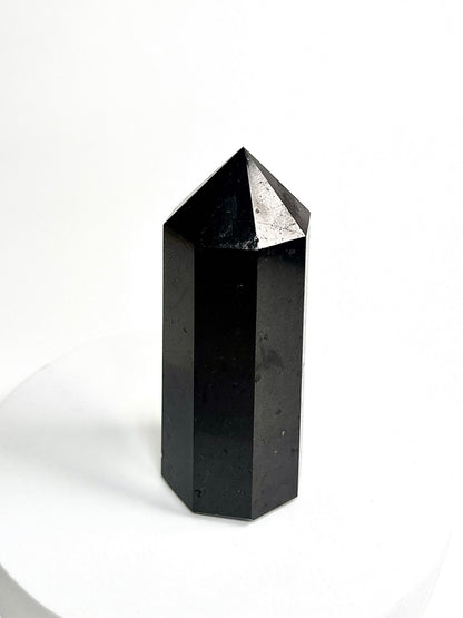 Natural Black Tourmaline 8-Facet Tower
