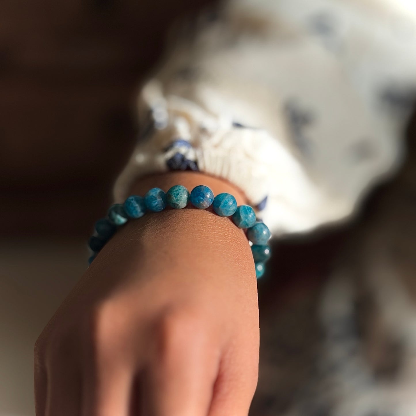 Blue Apatite Bracelet - 8mm | Stone of Motivation