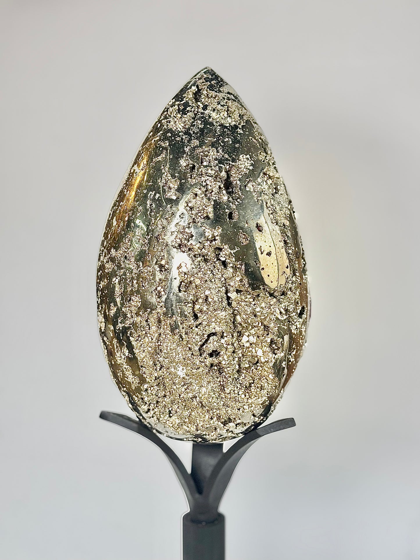 Extra Large Peruvian Pyrite Druzy Egg Carving 10.7 Kg – Abundance & Prosperity