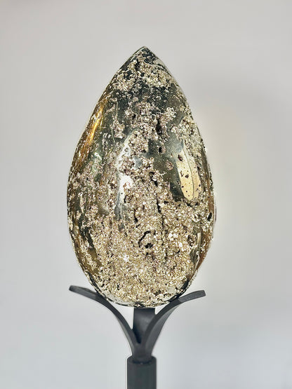 Extra Large Peruvian Pyrite Druzy Egg Carving 10.7 Kg – Abundance & Prosperity