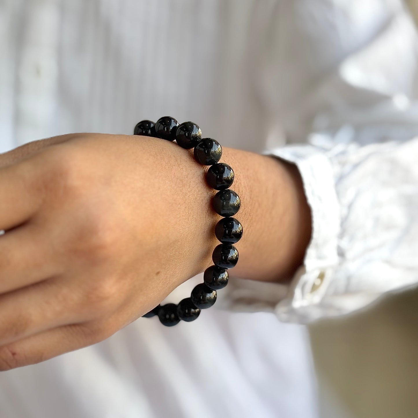 Black Obsidian Bead Bracelet - 10mm | Removes blockages & Provides great Protection