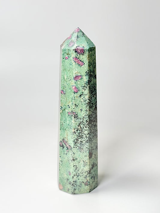 Eight Facet Ruby Fuchsite Tower – 1kg - Vivid Colour & Harmonised Form