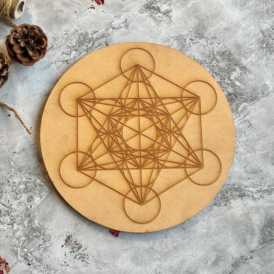 Metatron's Cube Wooden Crystal Grid Tile | Board