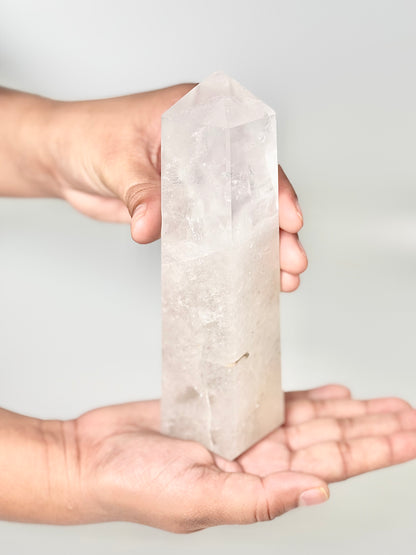 Four Facet Clear Quartz Tower – 440g - Amplify, Align & Awaken