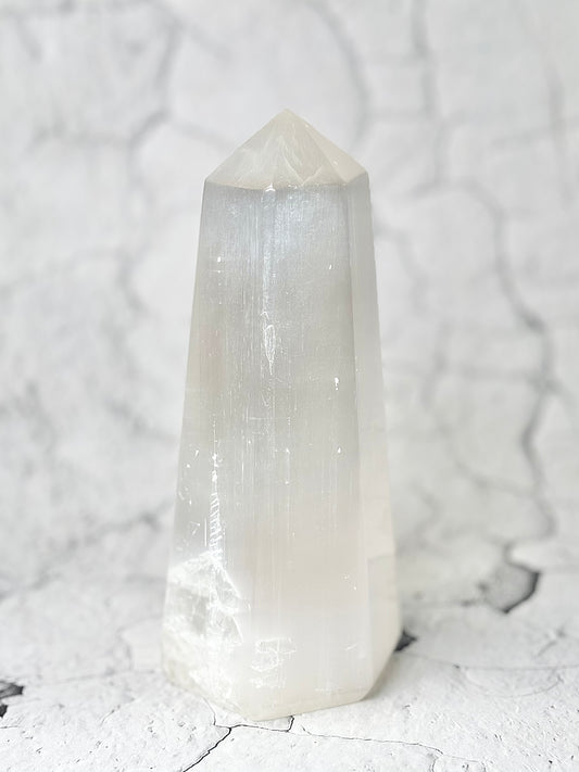 Six Facet Selenite Tower – 1.1kg Bright Elegance & Harmonised Form