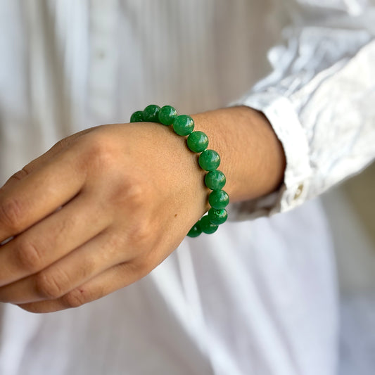 Indian Green Jade Bead Bracelet - 10mm | Luck & Finances