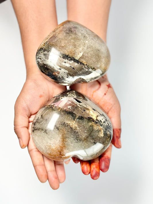 Golden Healer with Pyrite Large Heart - Spiritual Growth & Prosperity