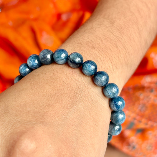 Kyanite Bead Bracelet - 8mm | Enhances telepathic & Psychic abilities