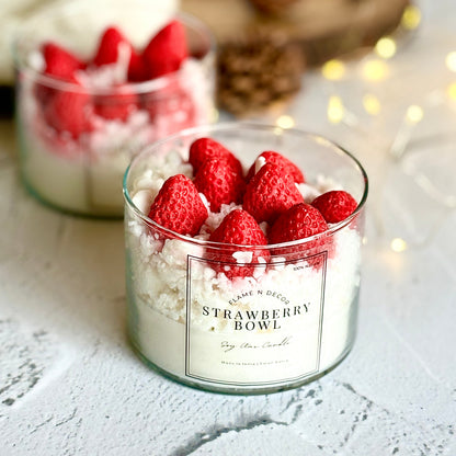 Strawberry Bowl Soy Scented Candle | Dessert Candle
