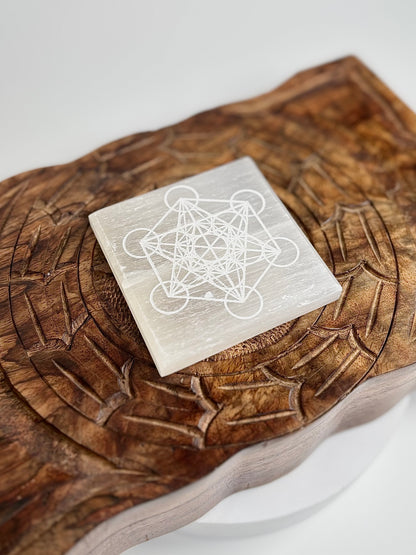 Metatron Selenite Square Plate