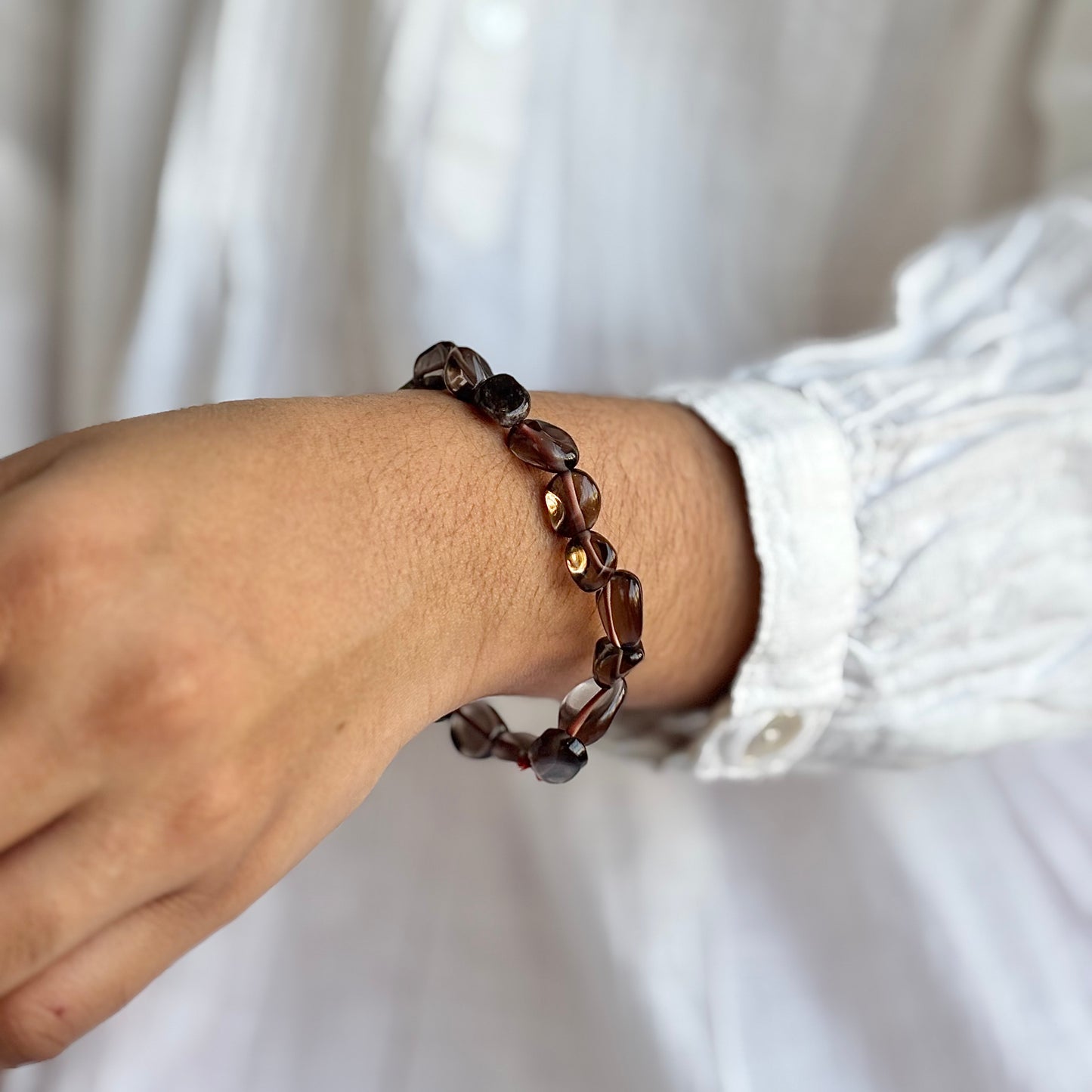 Smoky Quartz Mini Tumble Bracelet | Protection, Strength & Stability