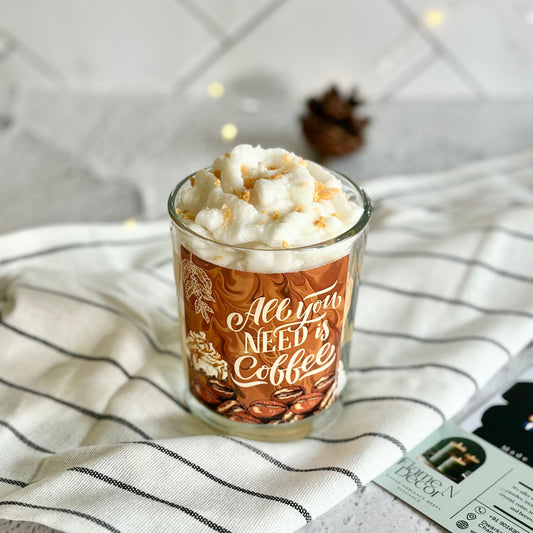 All You Need is Coffee | Cinnamon Vanilla Ice Latte Soy Scented Candle | Dessert Candle