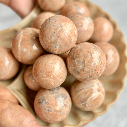 Peach Moonstone Sphere | Stimulates Creativity & Boost Vitality